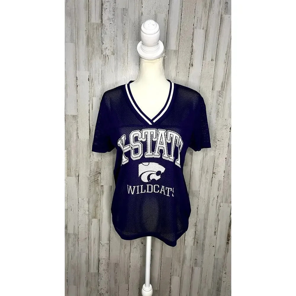 NWT Kansas State Wildcats Men's Purple Mesh Jersey T-Shirt‎ Size XL Short Sleeve